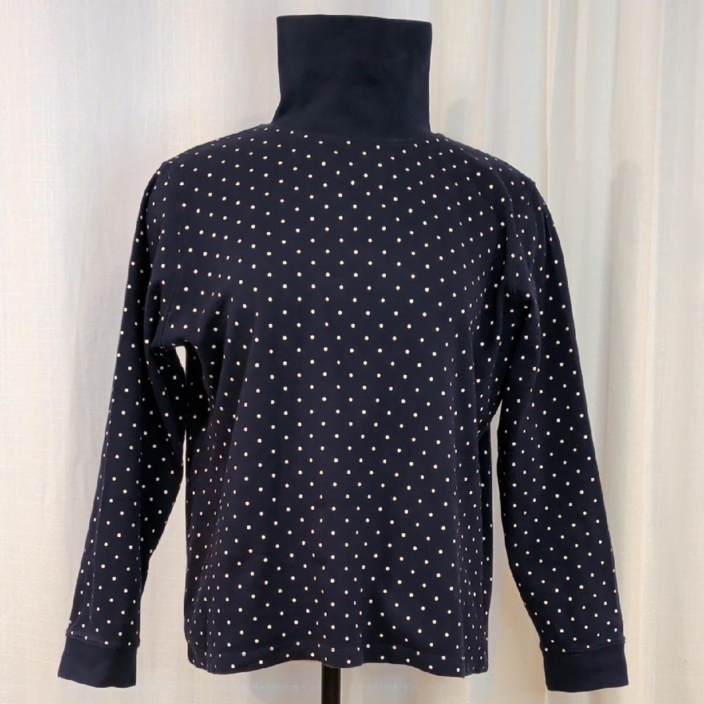 Navy w/Polka Dots Turtleneck - boxy relaxed fit